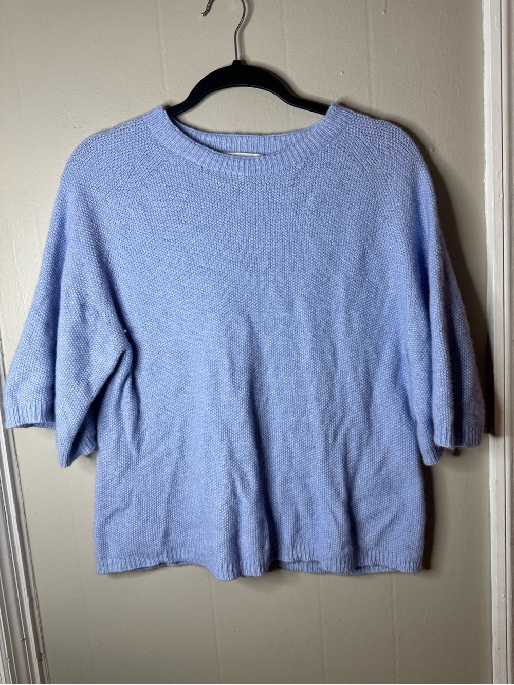 Bianco & Blu Made in Italy Light Blue Women's Short Sleeve Knit Sweater Large